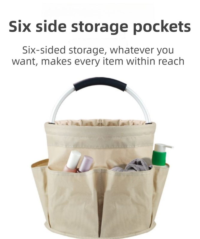 Green Foldable Oxford Cloth Round Picnic Basket with Padded Metal Handle - 6 view 3