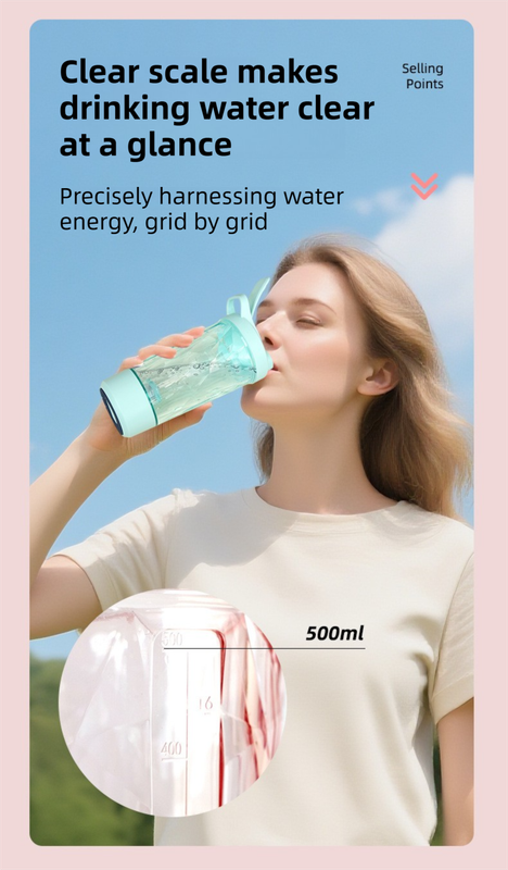 500ML Pink Portable Diamond Electric Shaker - Strong Vortex Stirring view 5