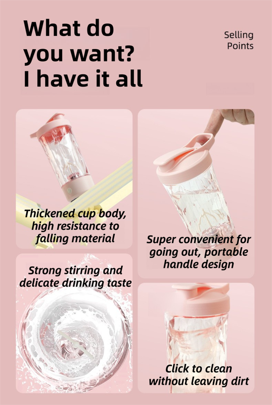 500ML White Portable Diamond Electric Shaker - Strong Vortex Stirring view 6