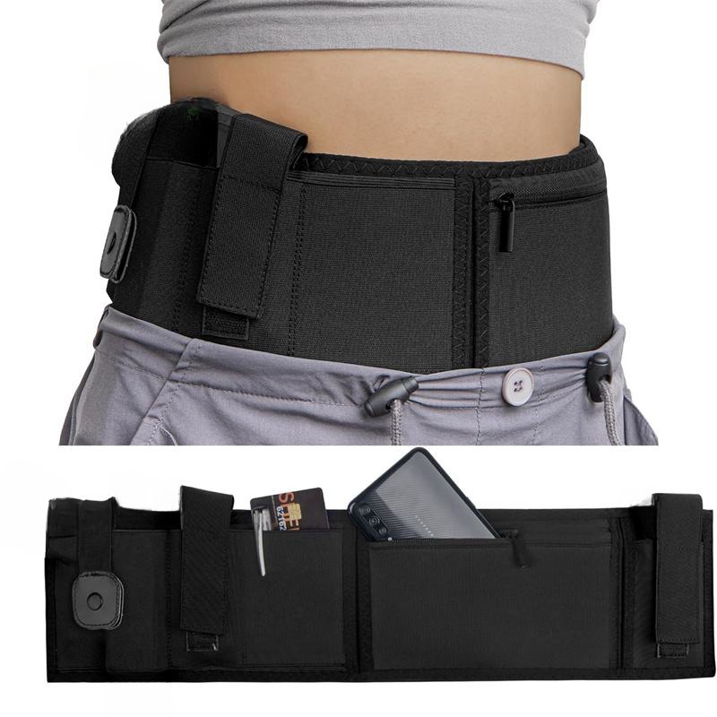 Black Multi-Functional Concealed Tactical Belly Band with Muti-Pouch and