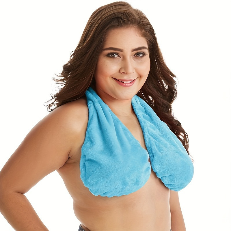 Blue Breathable Wool Towel Bra with Supportive Anti-Chafe Deisgn