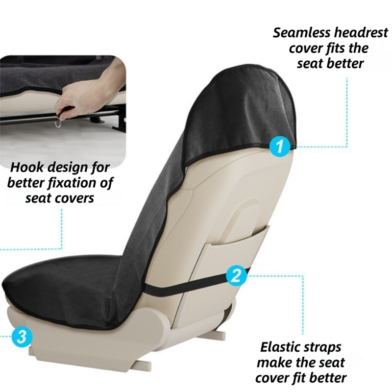 Grey Waterproof Towel Car Single Seat Cover - Universal Non-Slip view 3