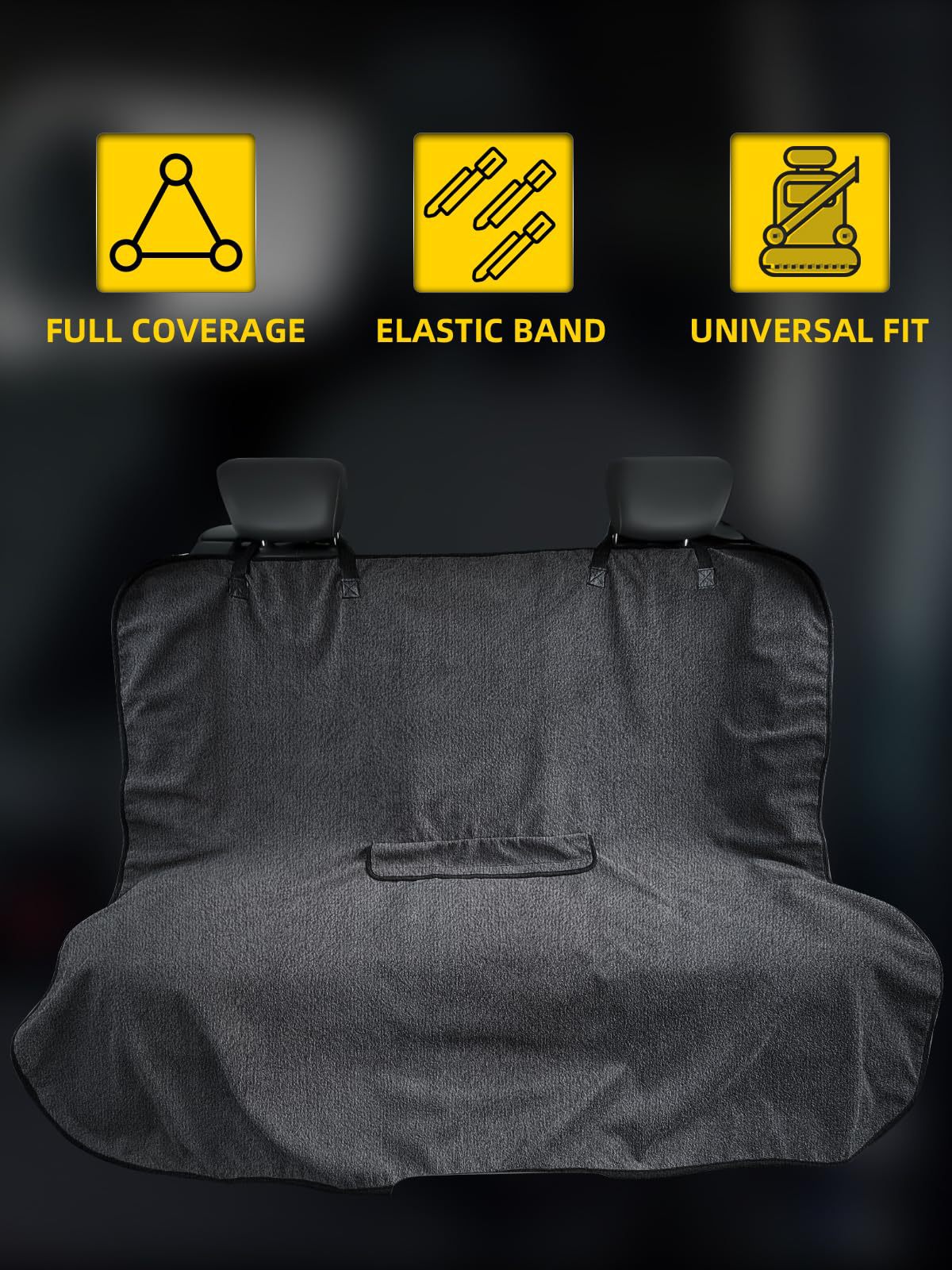 Black Waterproof Towel Car Back Seat Cover - Universal Non-Slip view 2