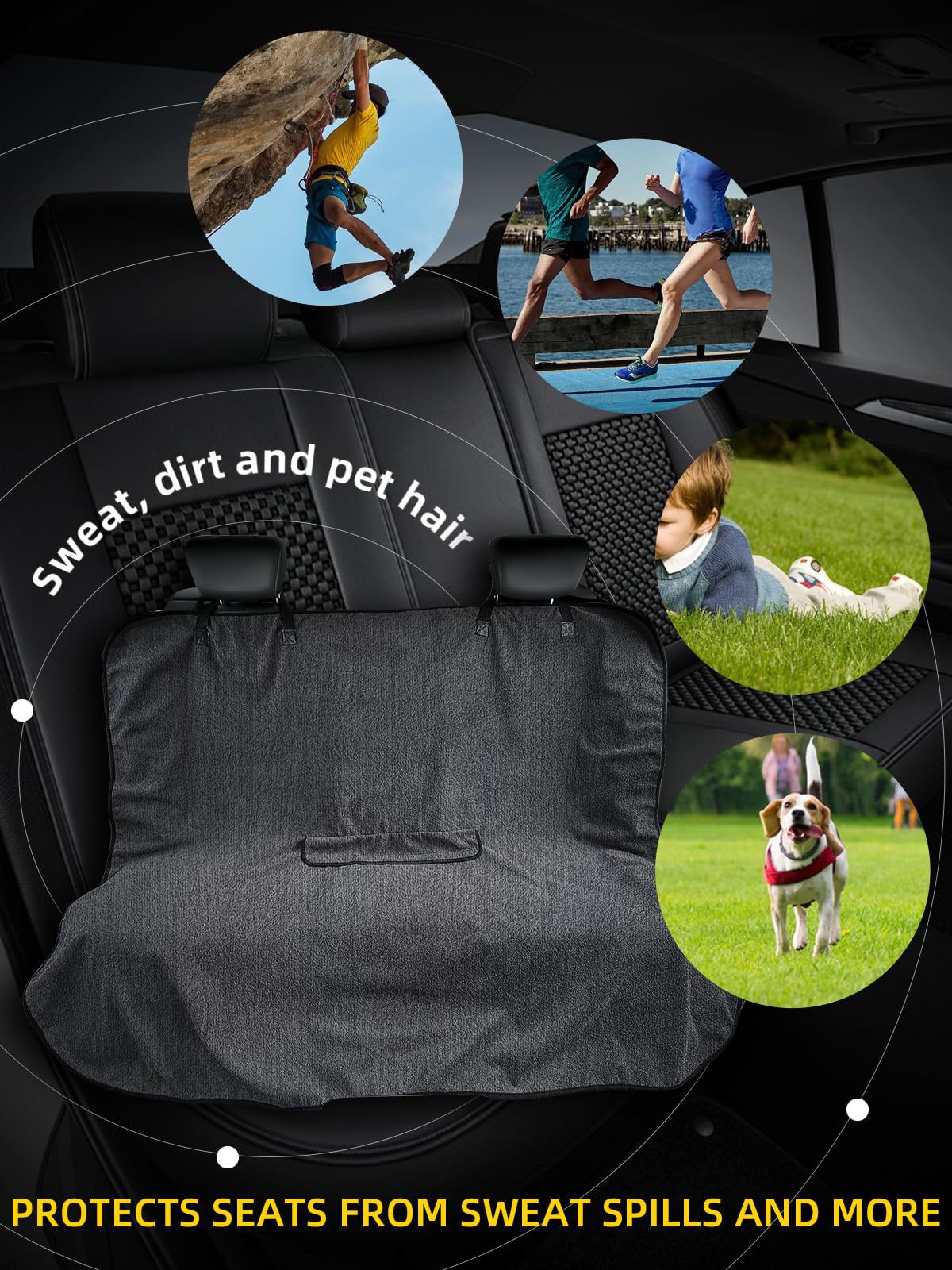 Pink Waterproof Towel Car Back Seat Cover - Universal Non-Slip Sweat-Absorbent view 5