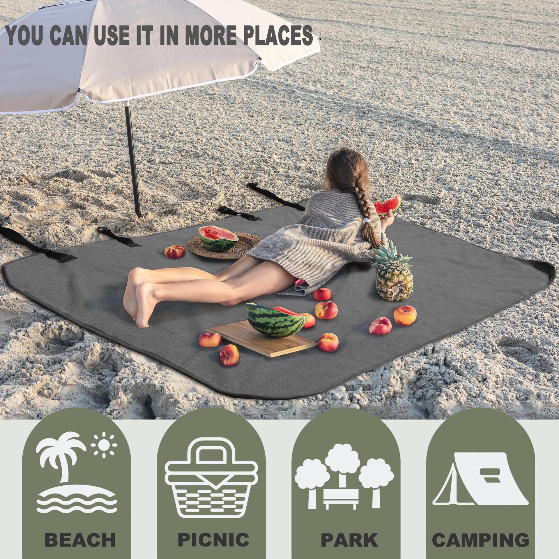 Grey Waterproof Towel Car Back Seat Cover - Universal Non-Slip Sweat-Absorbent view 3