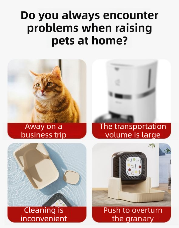Black Silent Automatic Pet Double Meal Dispenser with Rotary Buckle - Longest view 2