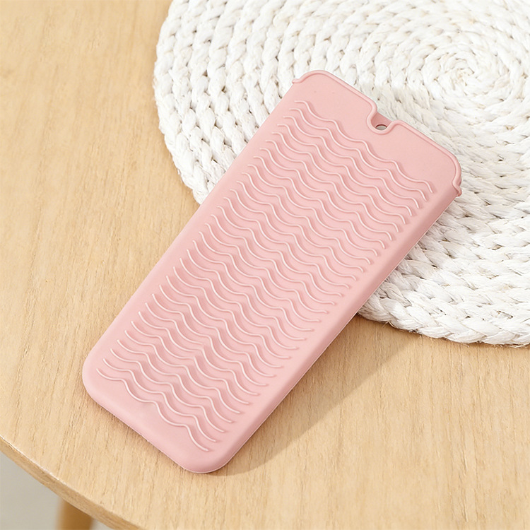 Pink 2-in-1 Silicone Wave Anti-Scalding Mat & Pouch for Hair Tools (2-Pack)