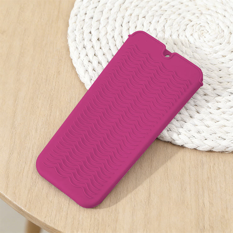 Rose-Red 2-in-1 Silicone Wave Anti-Scalding Mat & Pouch for Hair Tools