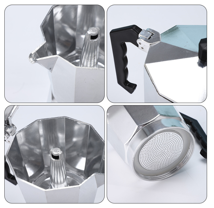 150ML Premium Octagonal High Pressure Moka Pot - Classic Italian Aluminum view 3