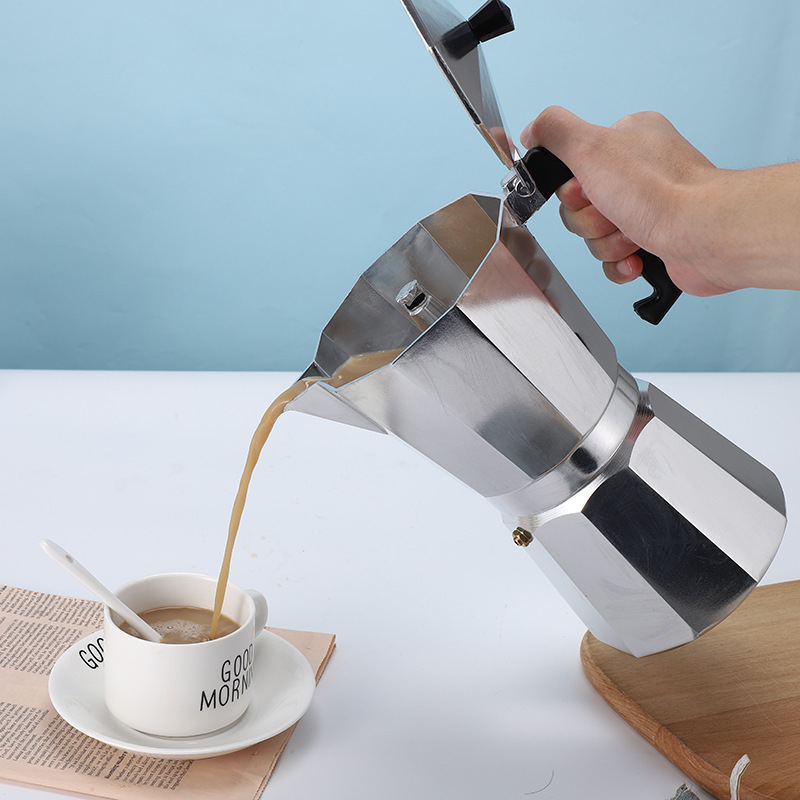 300ML Premium Octagonal High Pressure Moka Pot - Classic Italian Aluminum view 5