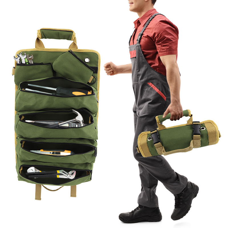 Grey Heavy-Duty Oxford Cloth Roll-Up Tool Organizer - Detachable Multi-Purpose view 5
