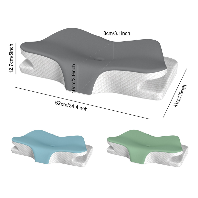 Green Breathable Butterfly Contoured Memory Foam Pillow - Dual-Height view 6
