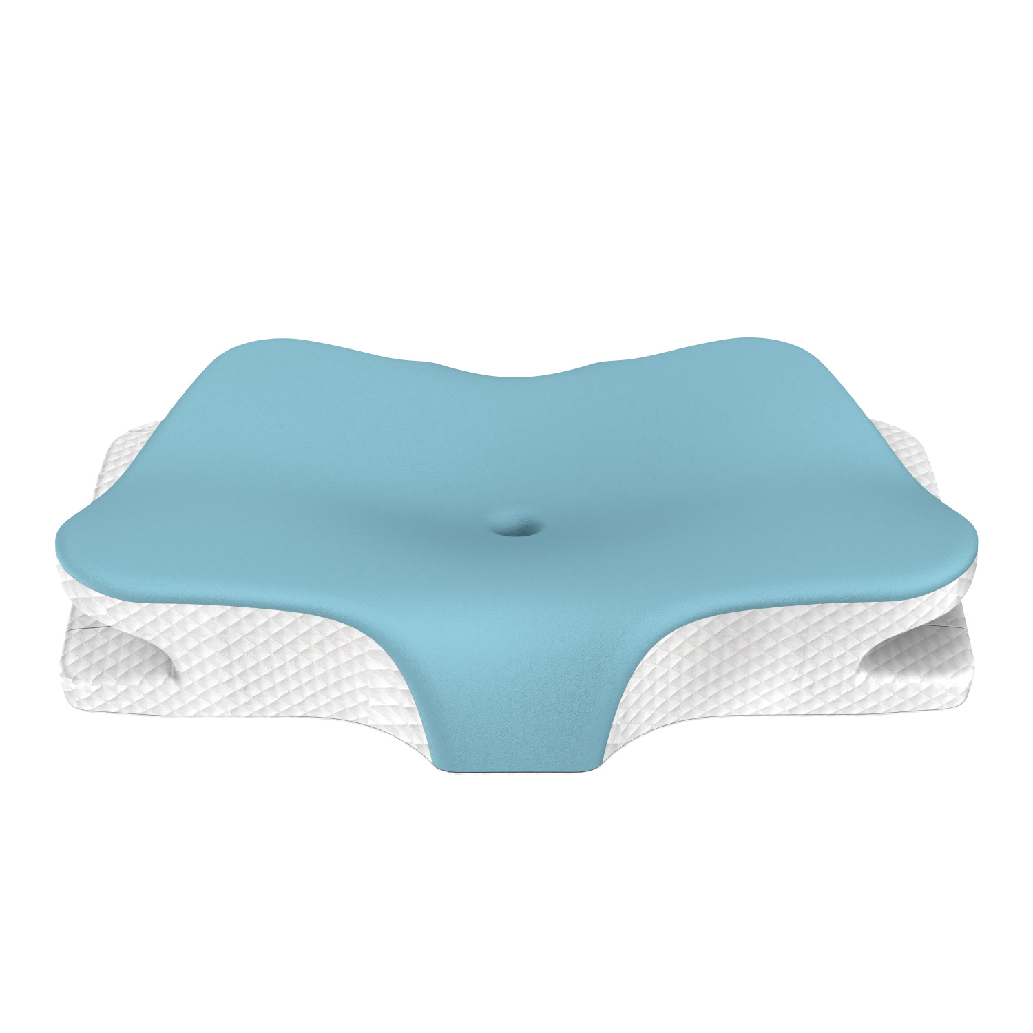 Blue Breathable Butterfly Contoured Memory Foam Pillow - Dual-Height