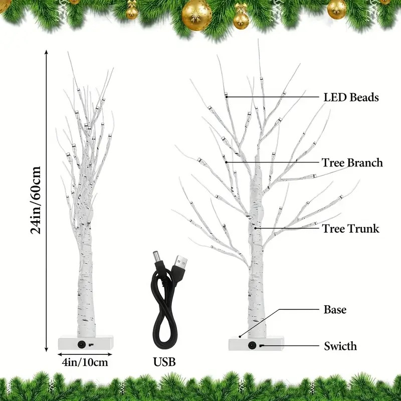 144 LEDS Birch Tree Lamp with Bendable Branches Style - Warm White Romantic view 4