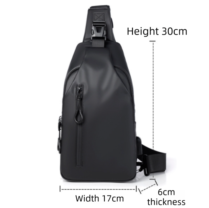 Blue Water / Wrinkle-Resistant Nylon Men's Tactical Chest Bag with USB view 5