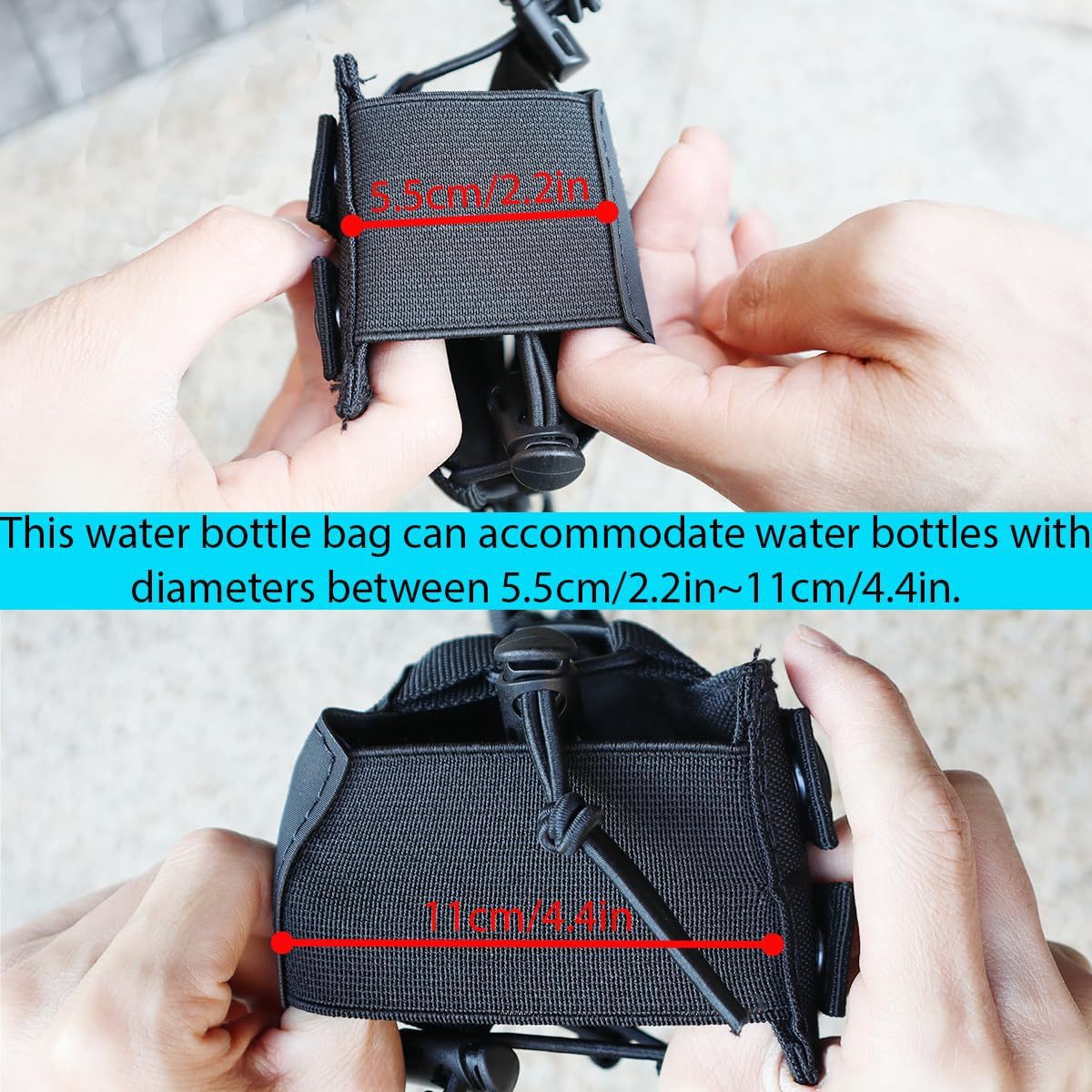 Khaki Adjustable Tactical Water Bottle Pouch - Multi-Functional MOLLE view 3