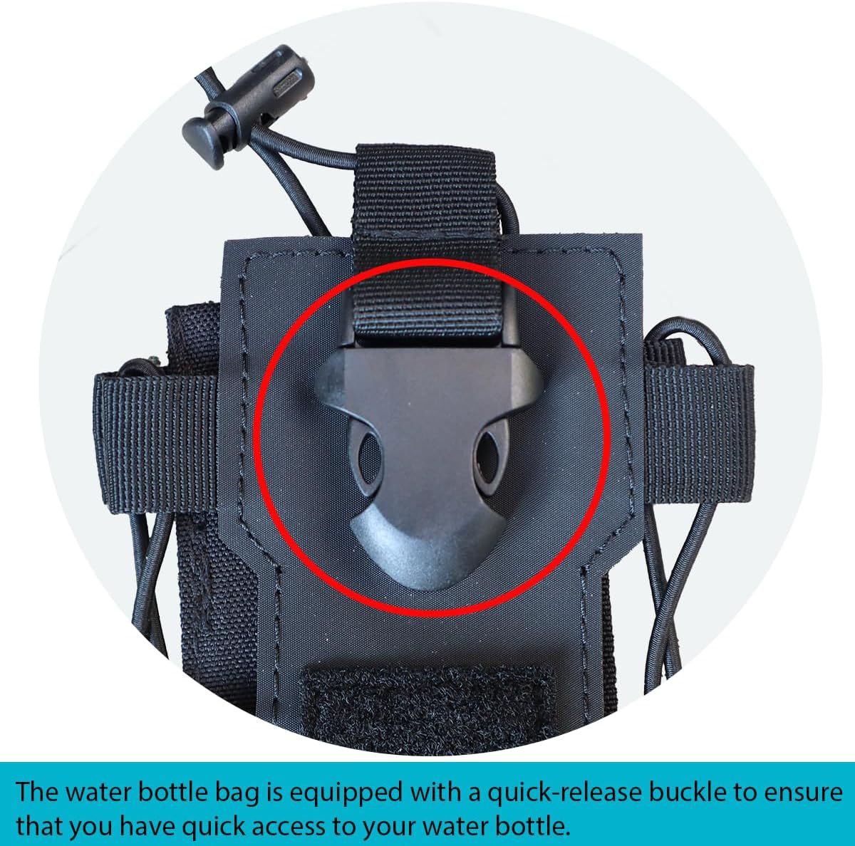 Khaki Adjustable Tactical Water Bottle Pouch - Multi-Functional MOLLE view 4