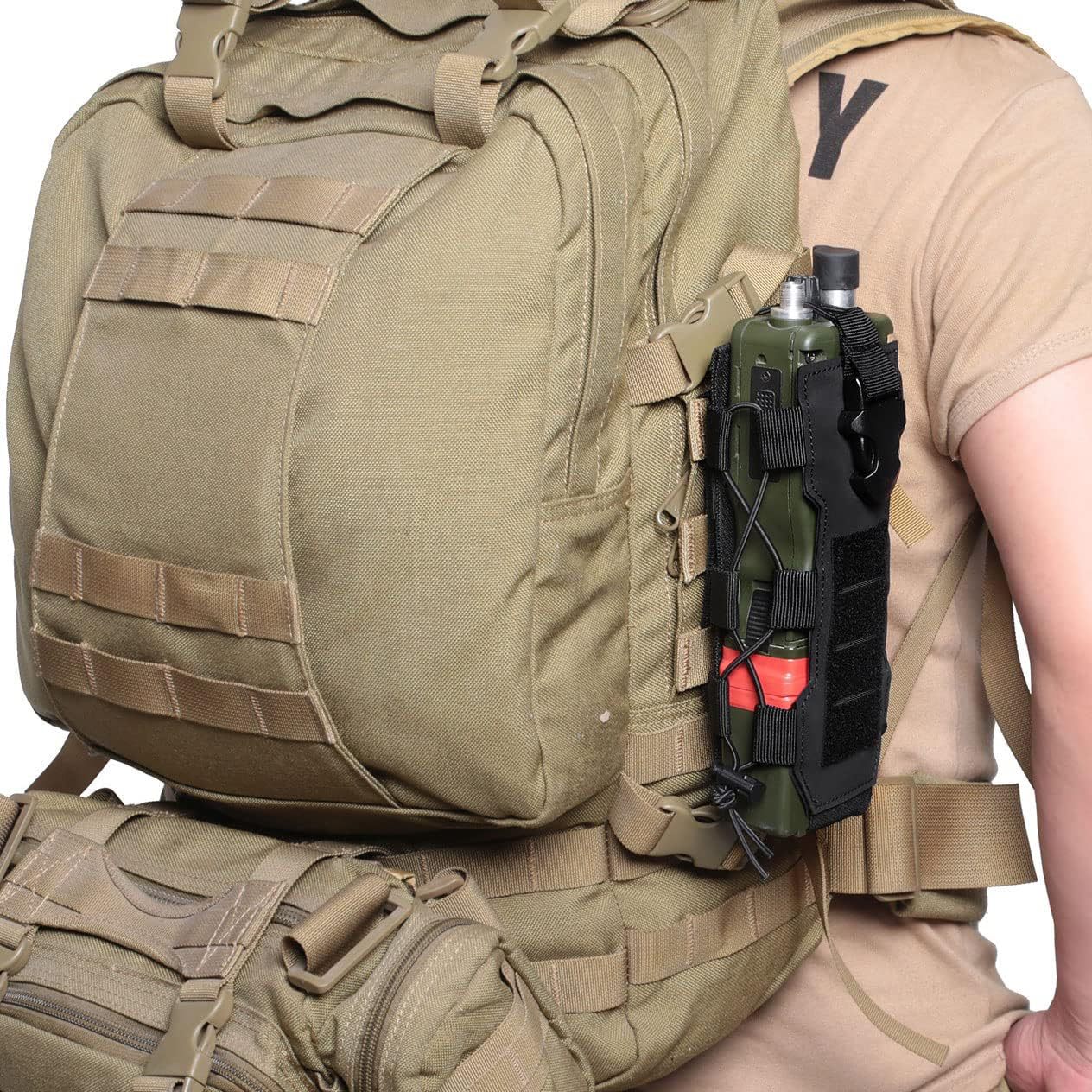 Khaki Adjustable Tactical Water Bottle Pouch - Multi-Functional MOLLE view 6