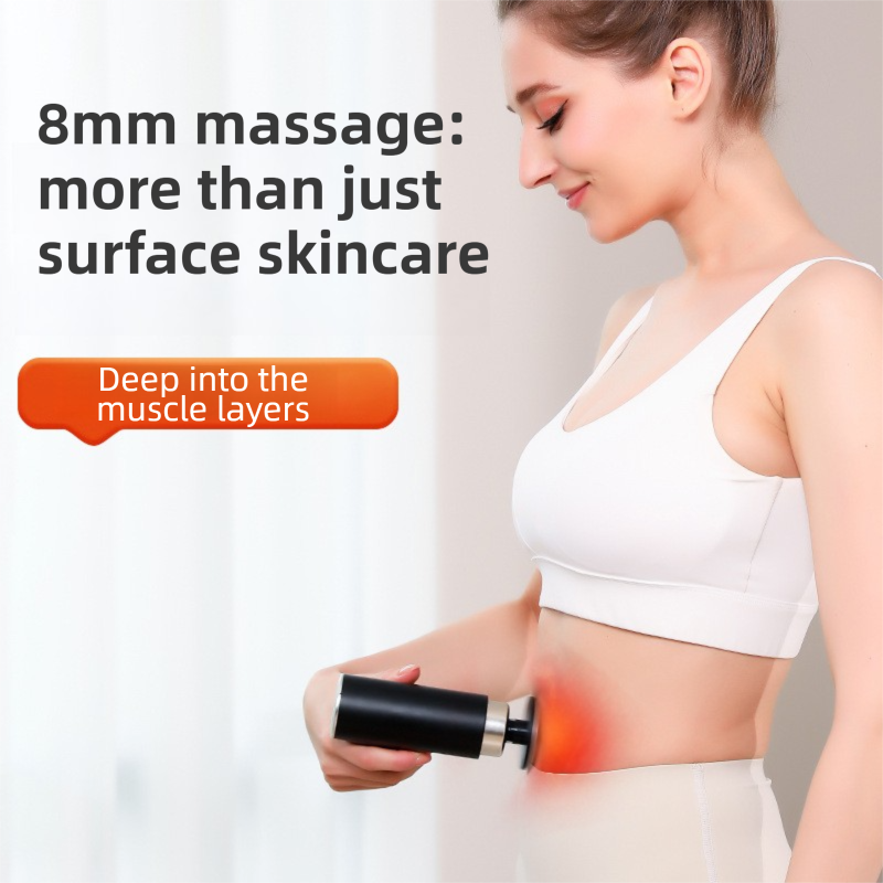 Black Grey Mini Hot Cold Massage Gun with10 Heads - 6 Intensity Dual Thermal view 6