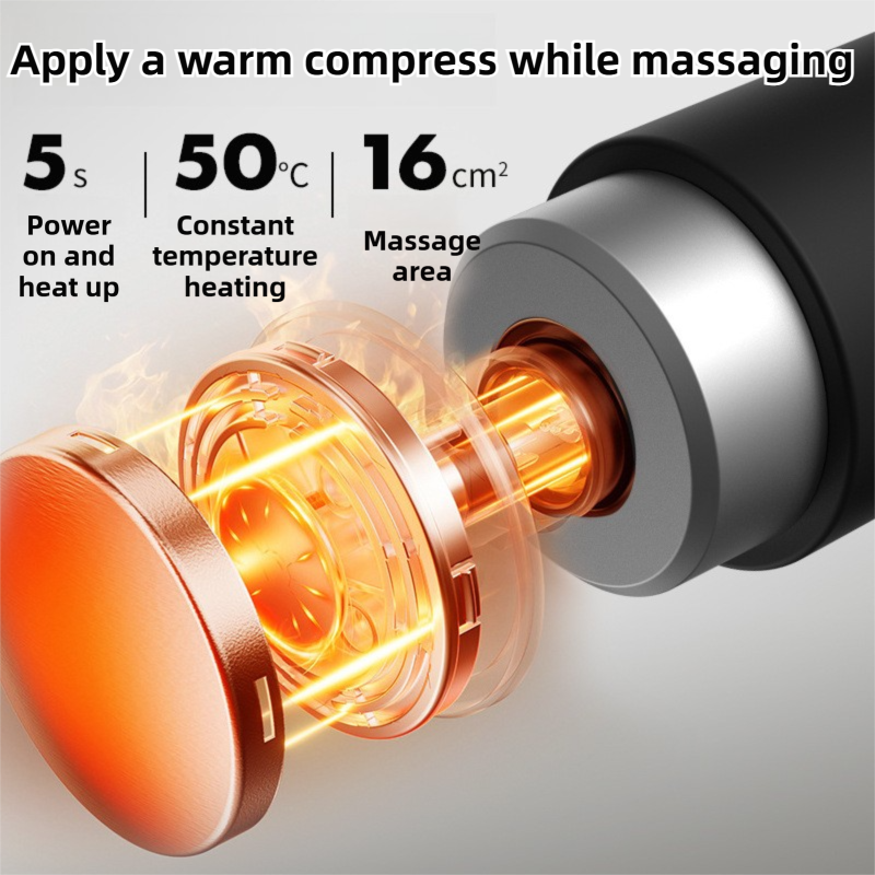 Black Gold Mini Hot Cold Massage Gun with10 Heads - 6 Intensity Dual Thermal view 3
