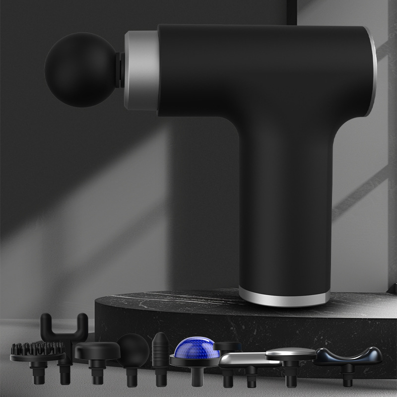 Black Sliver Mini Hot Cold Massage Gun with10 Heads - 6 Intensity Dual Thermal