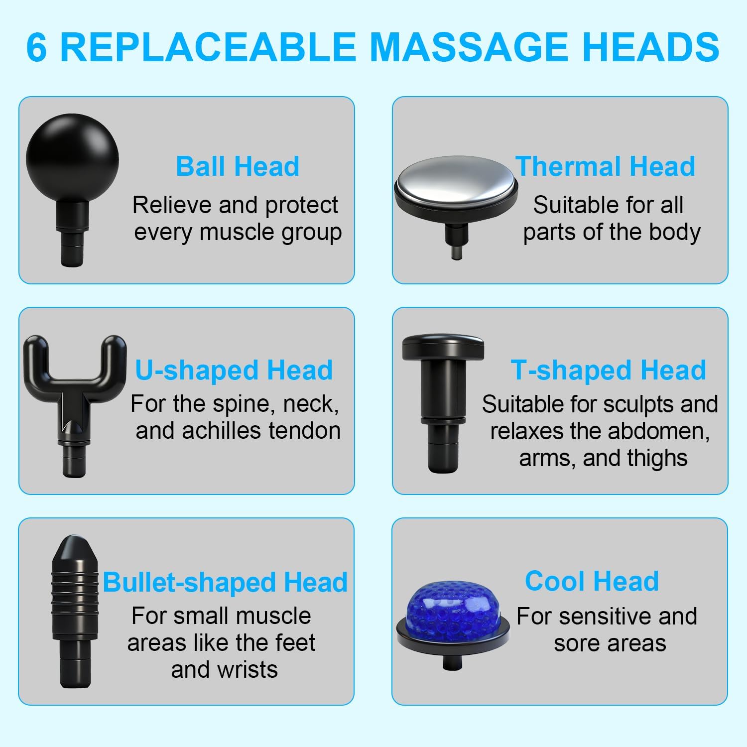 Black Lightweight Mini Hot Cold Massage Gun with 6 Heads - 6 Intensity Dual view 3
