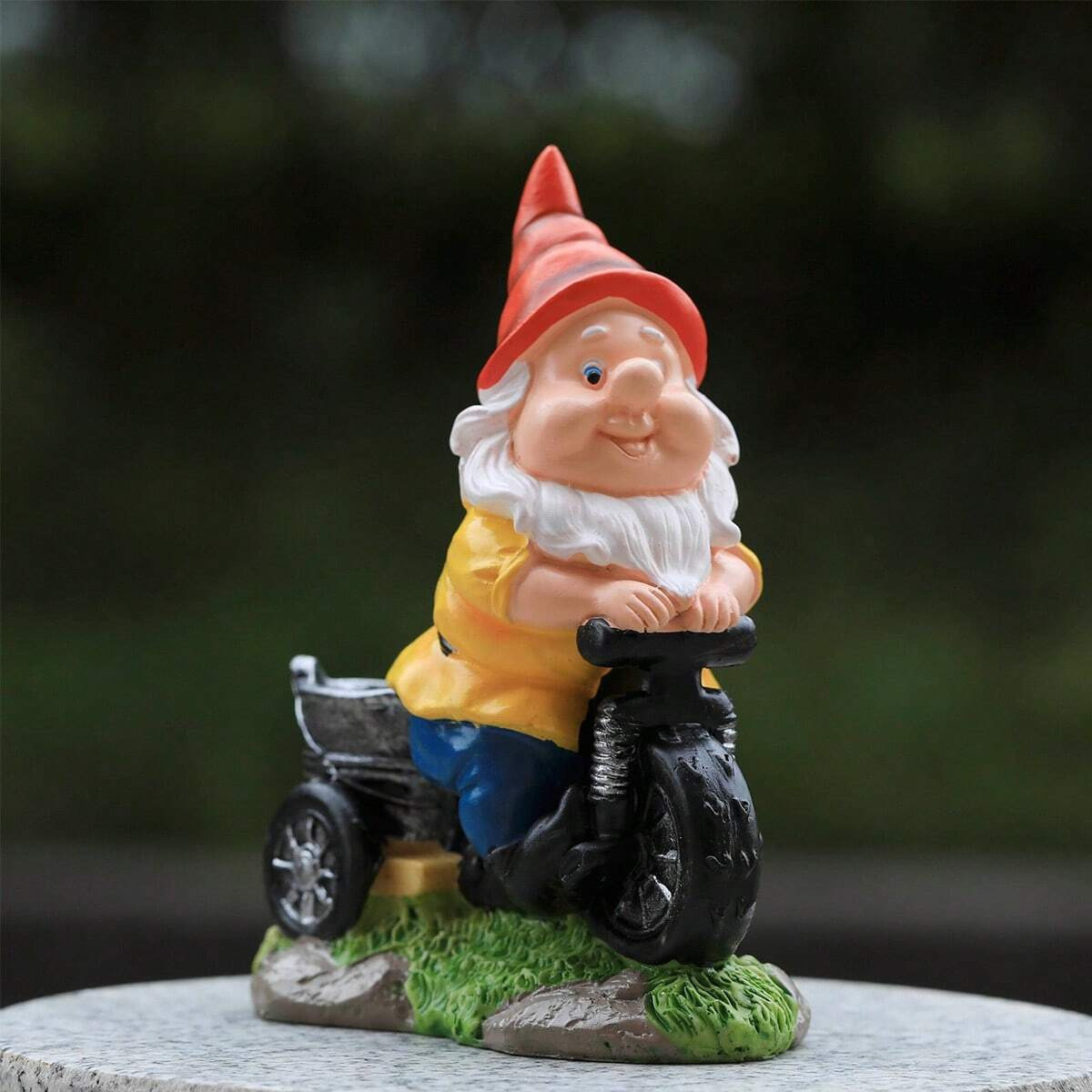 Whimsical Biking Gnome Garden Statue - Hand-Painted Resin Cycling Dwarf view 2