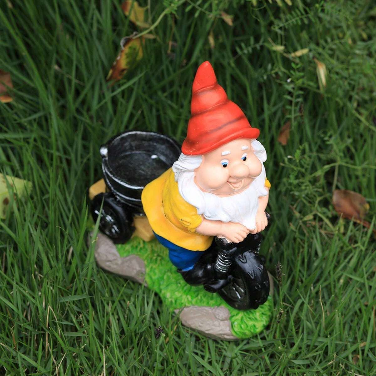 Whimsical Biking Gnome Garden Statue - Hand-Painted Resin Cycling Dwarf view 3