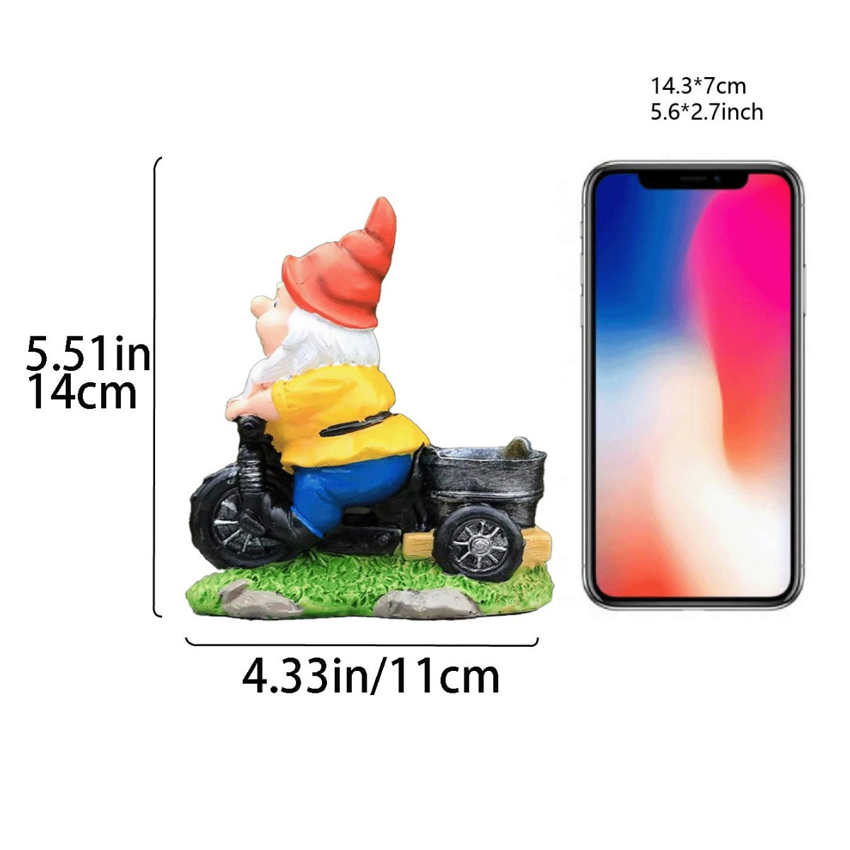 Whimsical Biking Gnome Garden Statue - Hand-Painted Resin Cycling Dwarf view 4