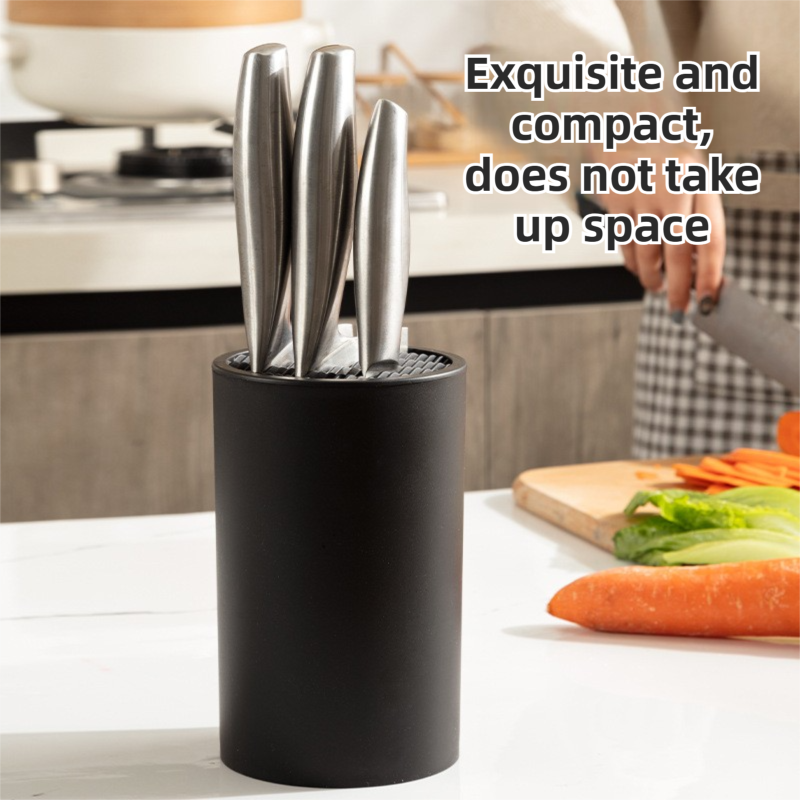 2-Pack Matte Black Modern Multi-Slot Knife Block with Secure Wave Insert & view 4