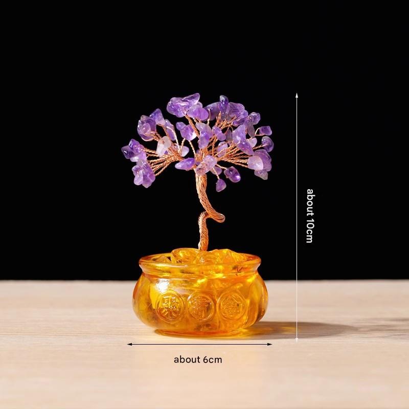 Natural Purple Crystal Money Tree with Fortune Basin & Adjustable Wire