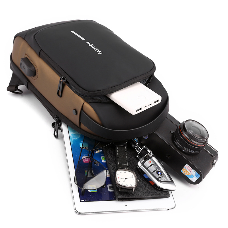 Grey Gold High Capacity Anti-Theft Tactical Chest Bag - Waterproof view 2
