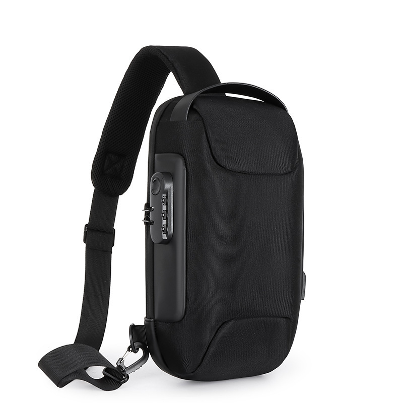 Black Lightweight Anti-Theft Tactical Chest Bag - Waterproof Security Sling