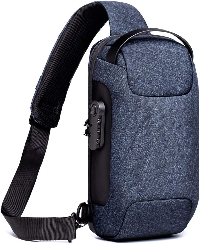 Blue Lightweight Anti-Theft Tactical Chest Bag - Waterproof Security Sling Bag