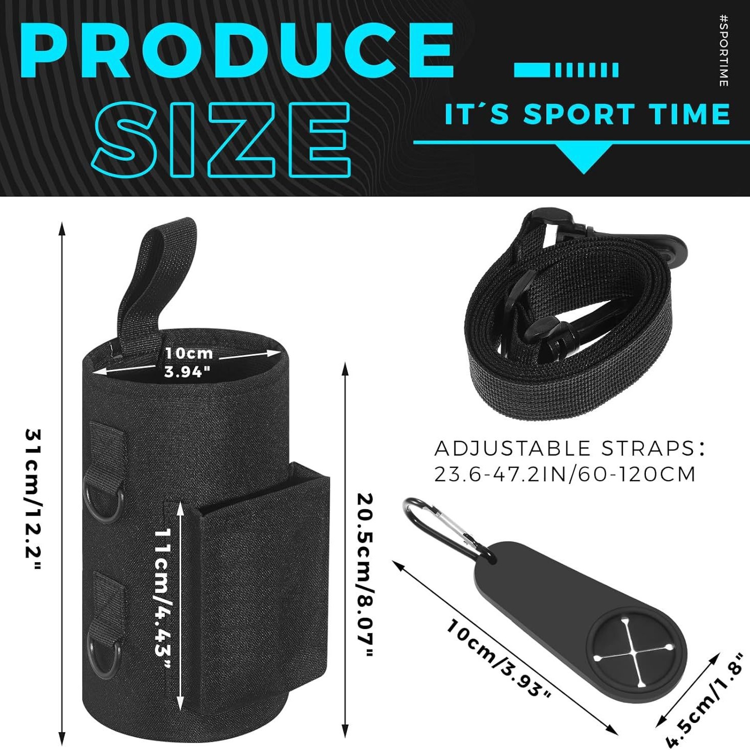 Black Magnetic Gym Water Bottle Pouch & Towel Clip with 6 High-Strength view 5