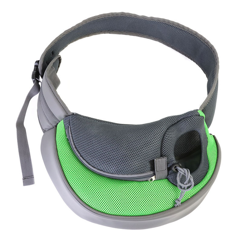 Green Hands-Free Pet Chest Carrier - Breathable Mesh Crossbody Bag for Dogs &