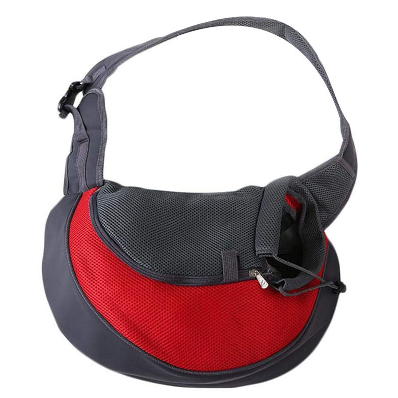 Red Hands-Free Pet Chest Carrier - Breathable Mesh Crossbody Bag for Dogs &