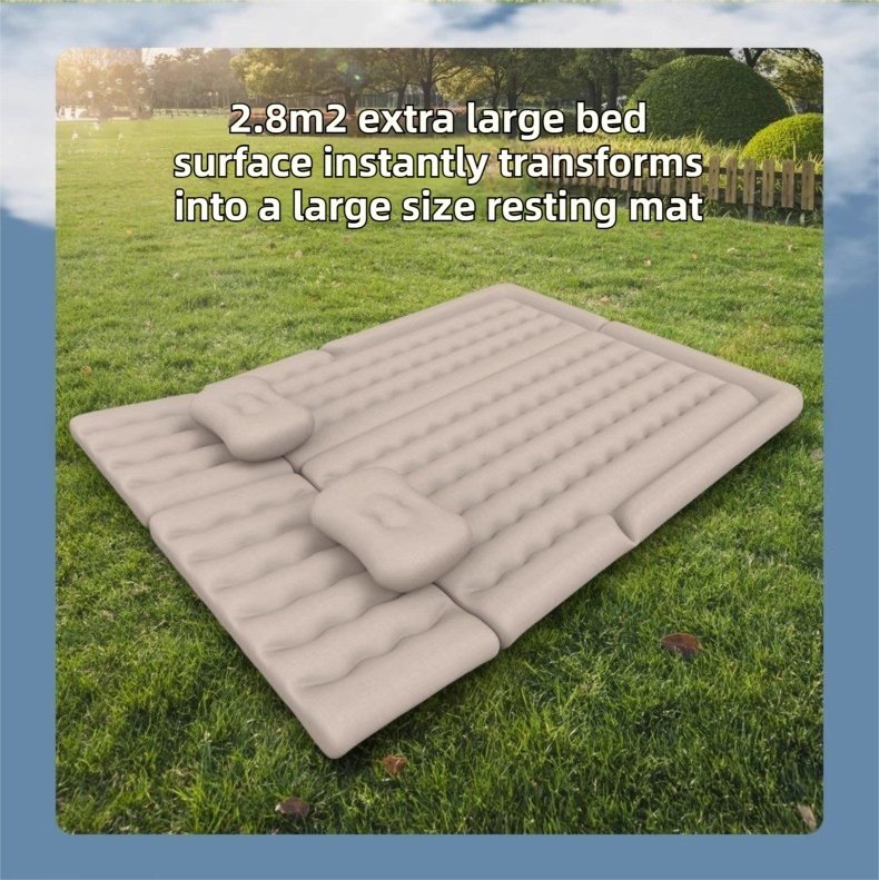 Grey Multi-Chamber Car Inflatable Air Mattress with Electric Pump view 3