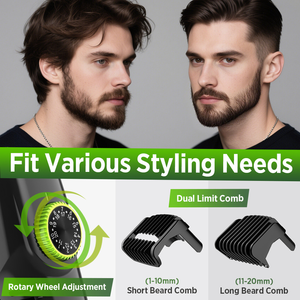 Green Beard & Hair Trimmer with Strong Vacuum Suction and Digital Display view 4