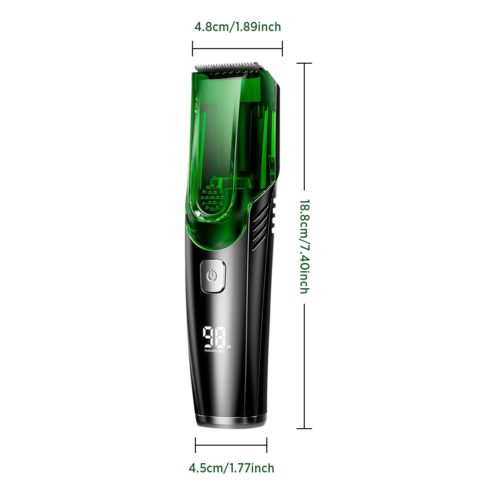 Green Beard & Hair Trimmer with Strong Vacuum Suction and Digital Display view 6