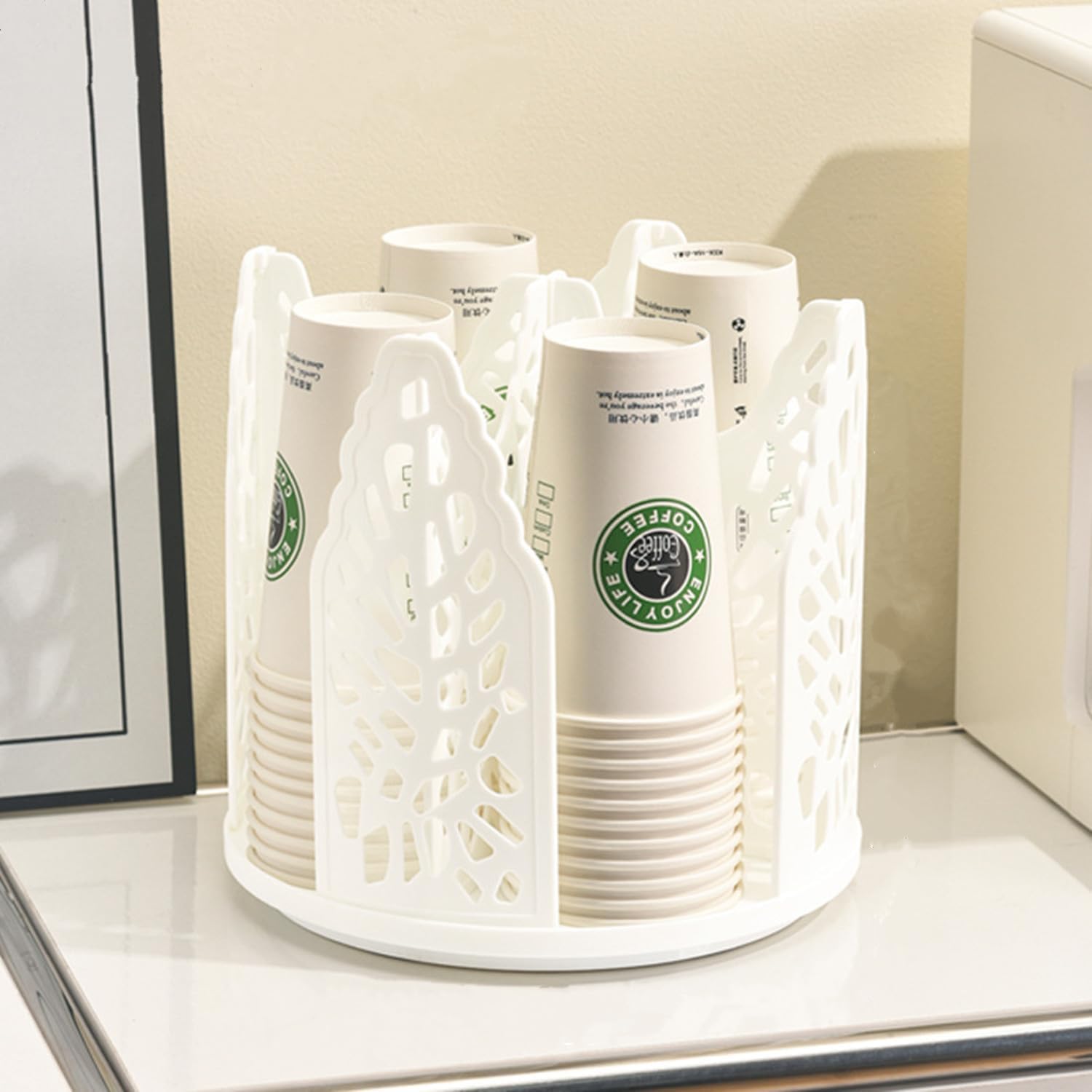 White 360°Rotating Multi-Scenario Countertop Storage Rack - Large Capacity 4