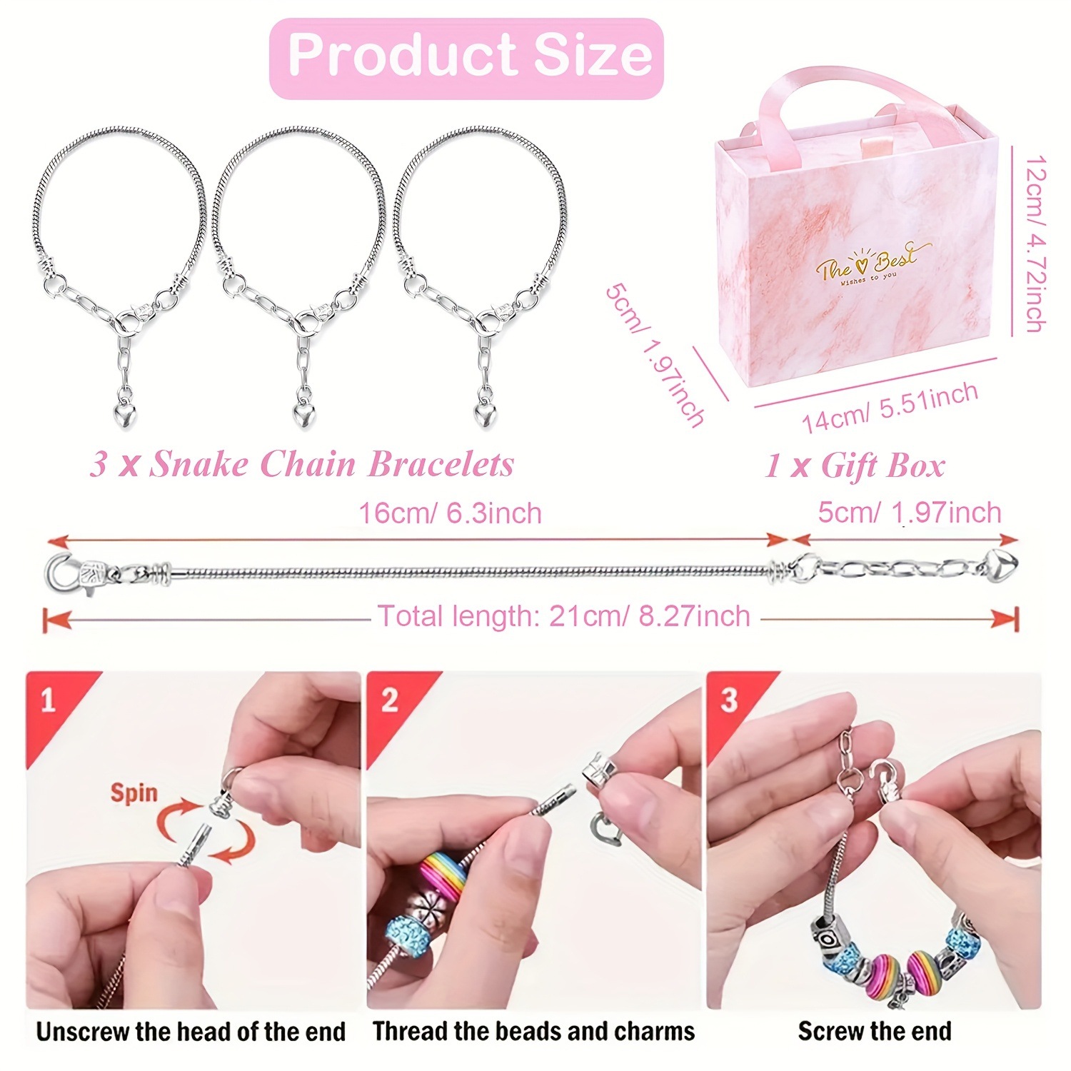 67PCS Colorful DIY Charm Necklace & Bracelet Making Kit - Creative Jewelry view 3