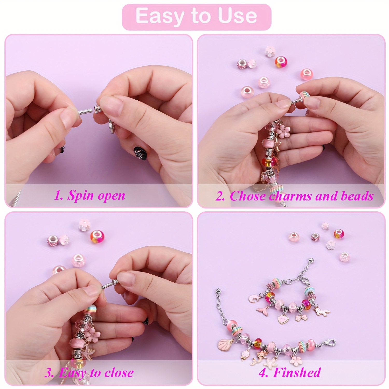 67PCS Colorful DIY Charm Necklace & Bracelet Making Kit - Creative Jewelry view 4