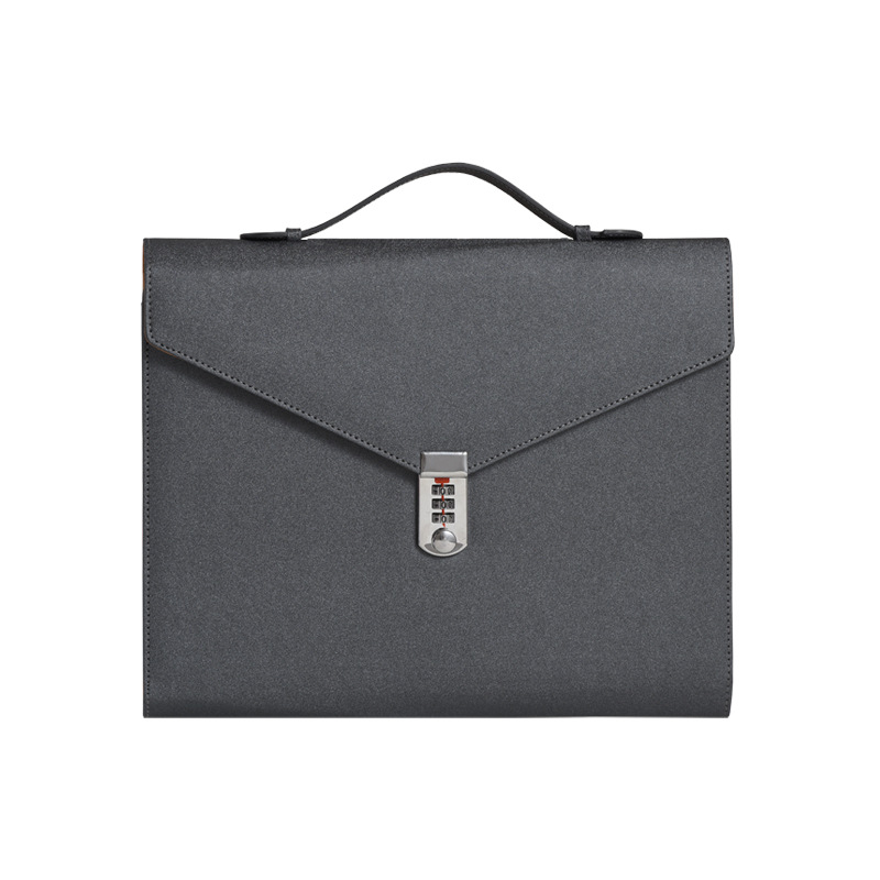 Black Anti-Theft Document Organizer with Secure Password Lock - Waterproof PU