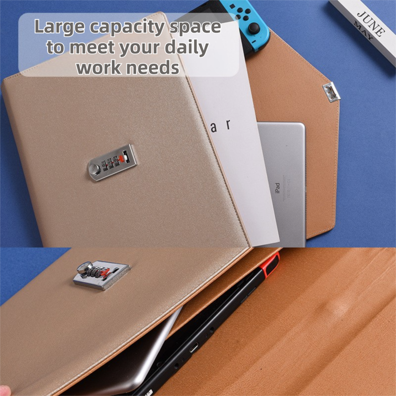 Black Anti-Theft Document Organizer with Secure Password Lock - Waterproof PU view 3