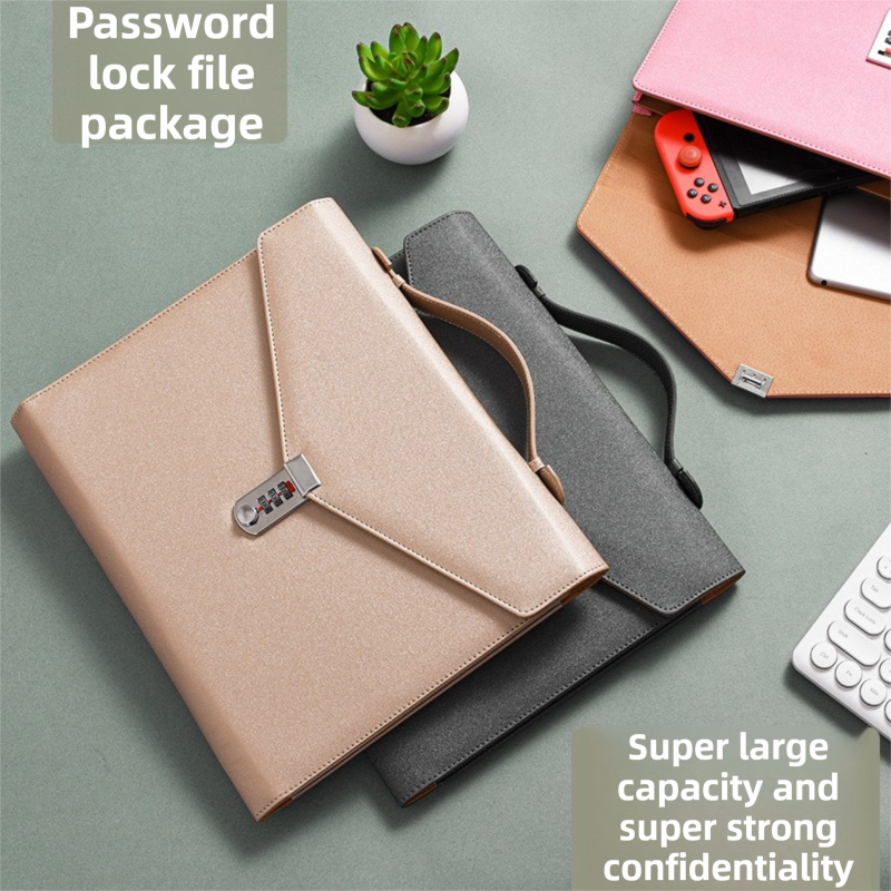 Champagne Anti-Theft Document Organizer with Secure Password Lock - Waterproof view 2