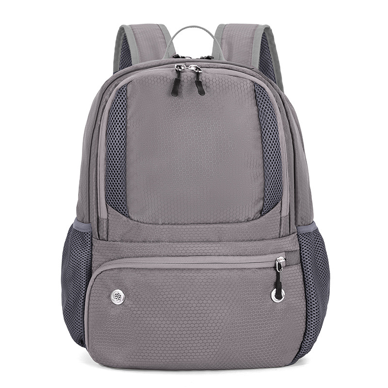 24L High-Capacity Grey Basketball Backpack with Shoe Compartment & Dedicated