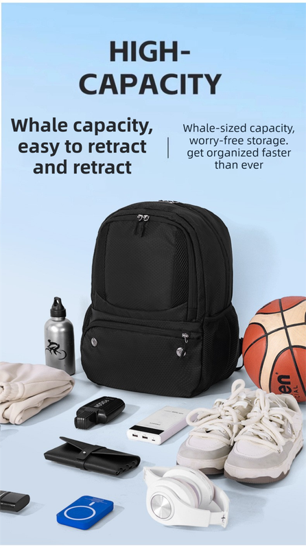 24L High-Capacity Grey Basketball Backpack with Shoe Compartment & Dedicated view 2
