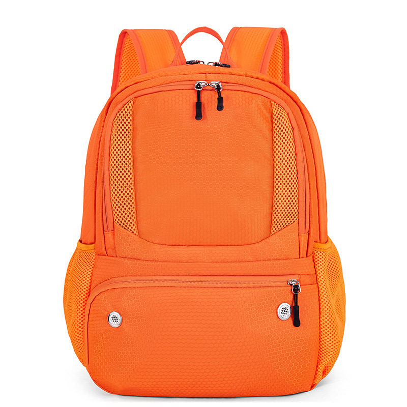 24L High-Capacity Orange Basketball Backpack with Shoe Compartment & Dedicated