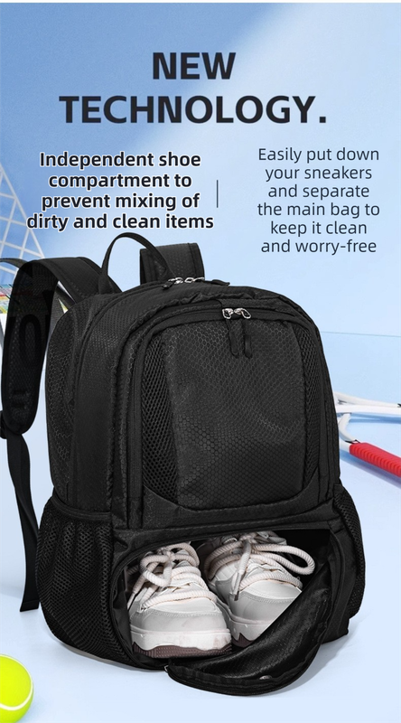 24L High-Capacity Light Blue Basketball Backpack with Shoe Compartment & view 3